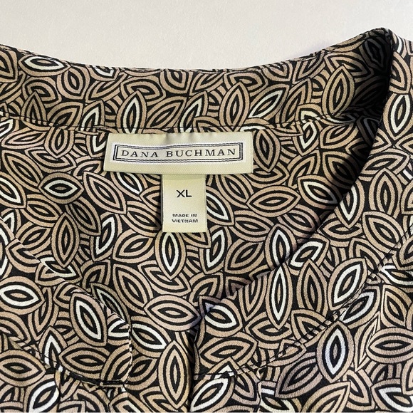 Dana Buchman Women's Patterned Blouse Size XL Brown & Black - Picture 9 of 12